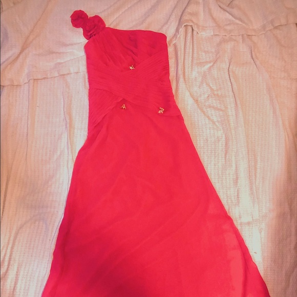 Long David’s Bridal Pink Dress - Picture 2 of 5